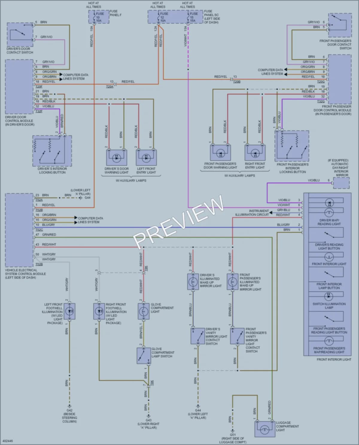 2013 Audi TT Interior Lights wiring diagram preview