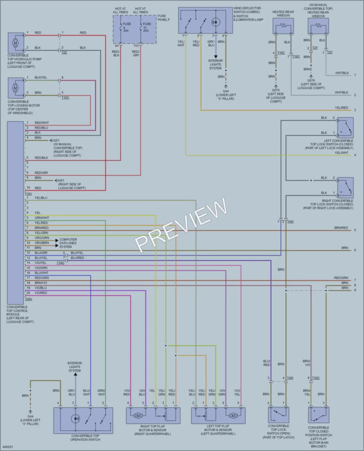 2013 Audi TT Power Top Sunroof wiring diagram preview