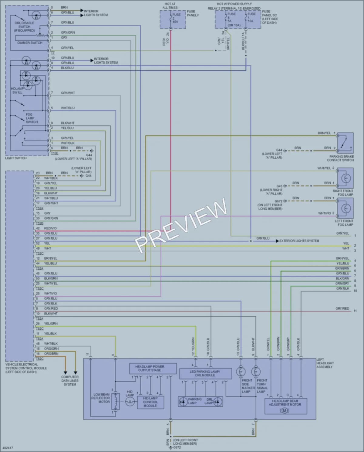 2013 Audi TTRS Headlights wiring diagram preview