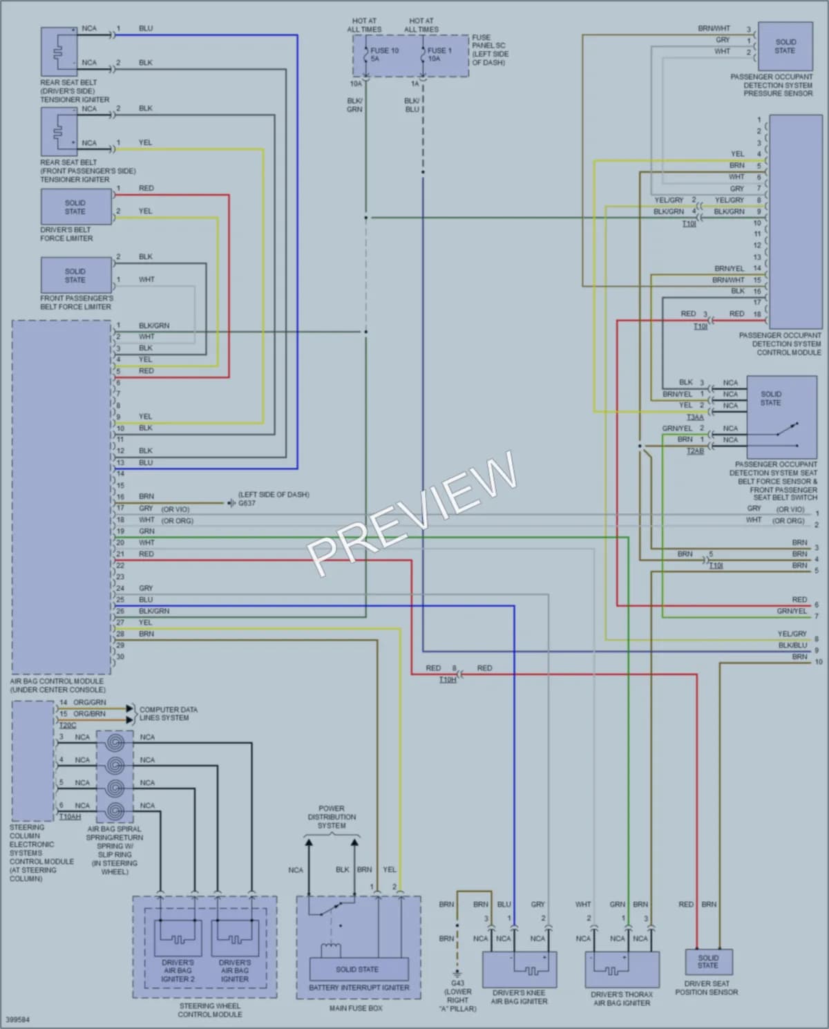 2013 Audi TTRS Supplemental Restraints wiring diagram preview