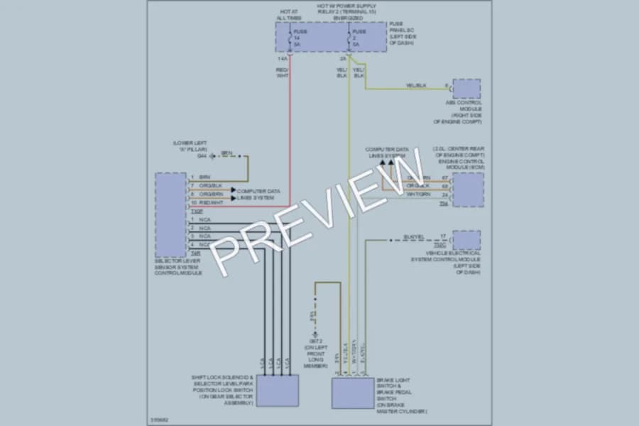 2013 Audi TTS Shift Interlock wiring diagram preview