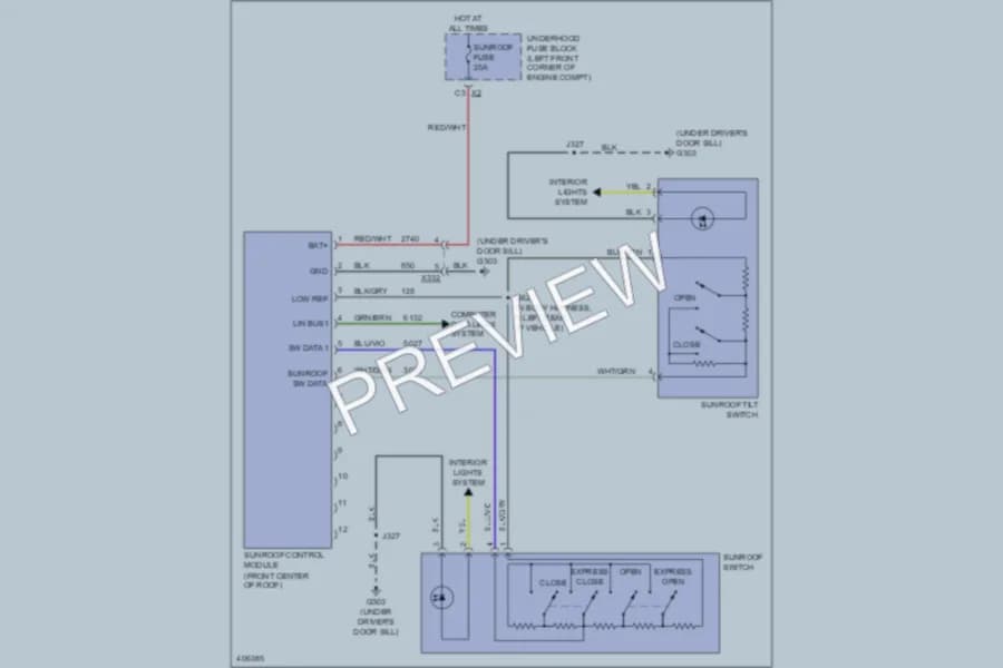 2013 Buick Encore Power Top Sunroof wiring diagram preview