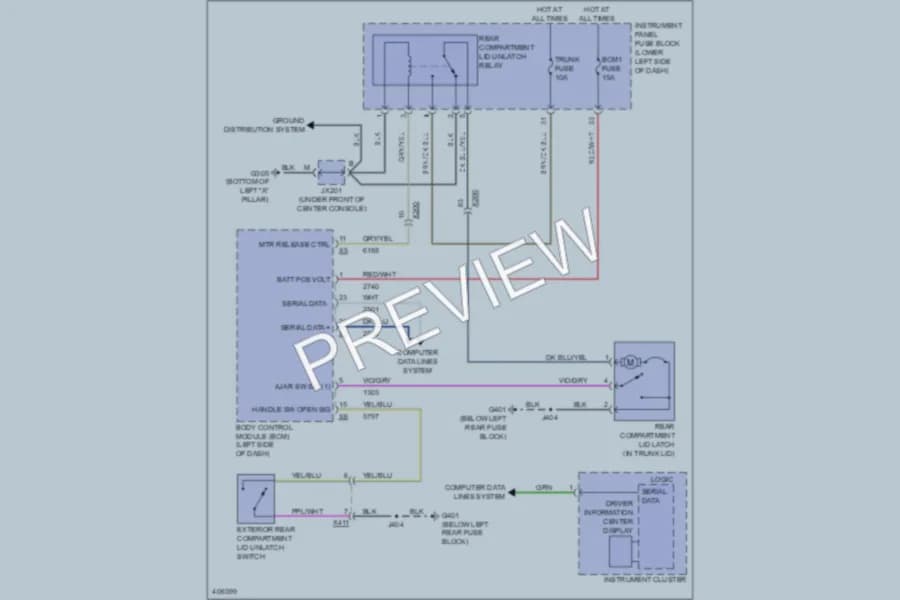 2013 Buick LaCrosse Trunk Tailgate Fuel Door wiring diagram preview