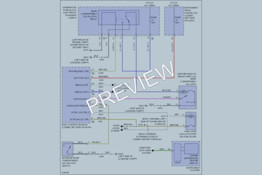 2013 Buick Regal Trunk Tailgate Fuel Door wiring diagram preview