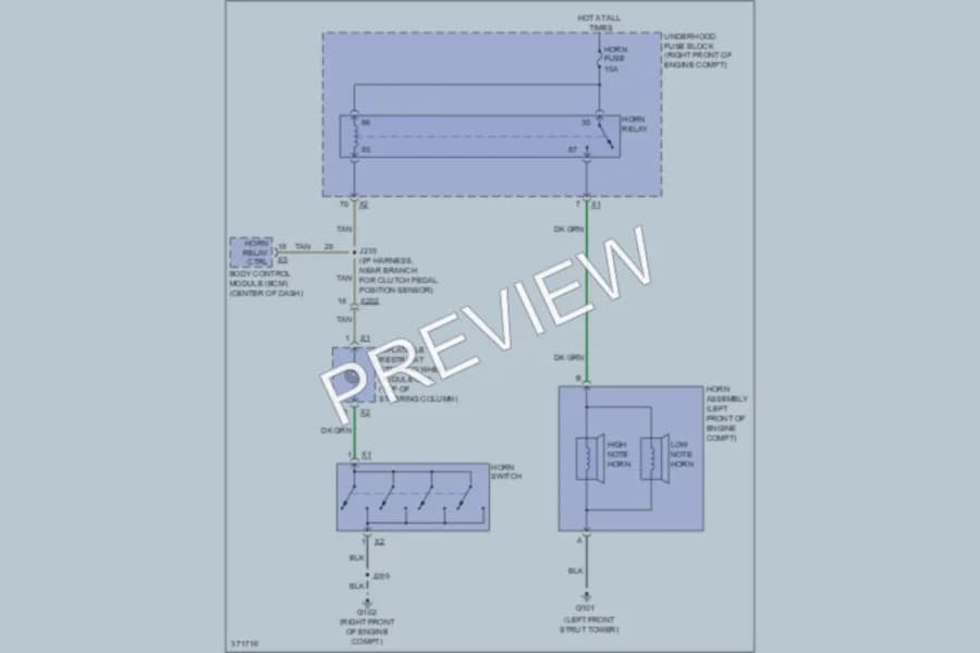 2013 Cadillac CTSV Horn wiring diagram preview