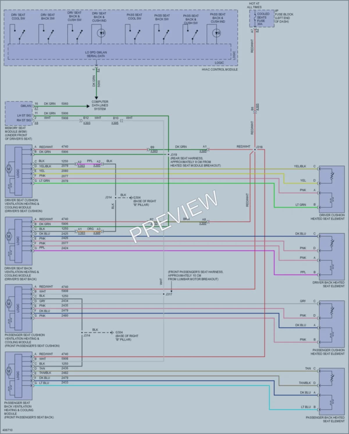 2013 Cadillac Escalade Power Seats wiring diagram preview