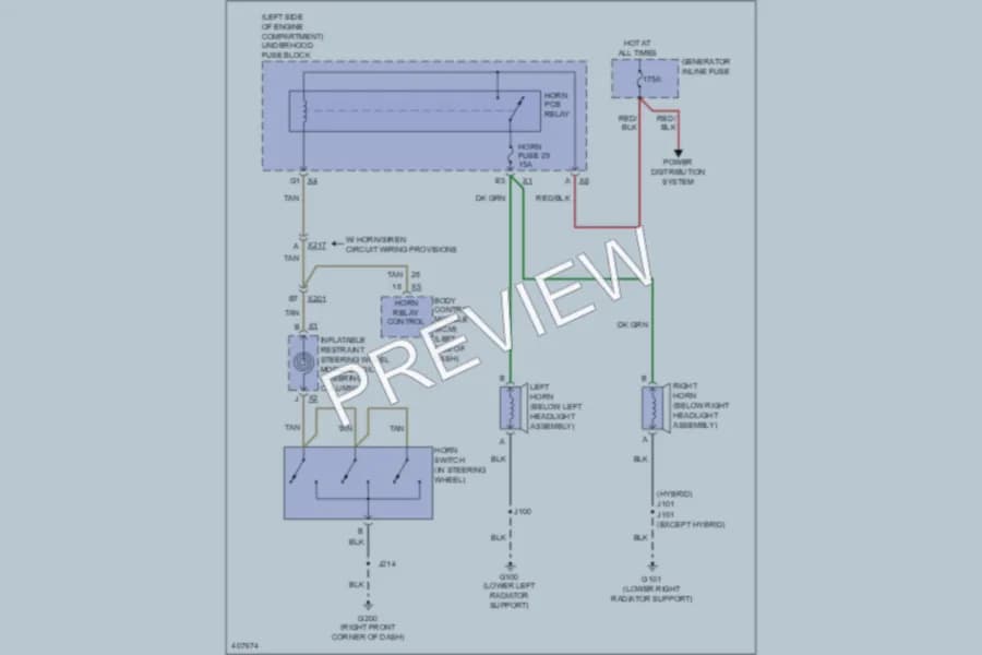 2013 Cadillac EscaladeESV Horn wiring diagram preview