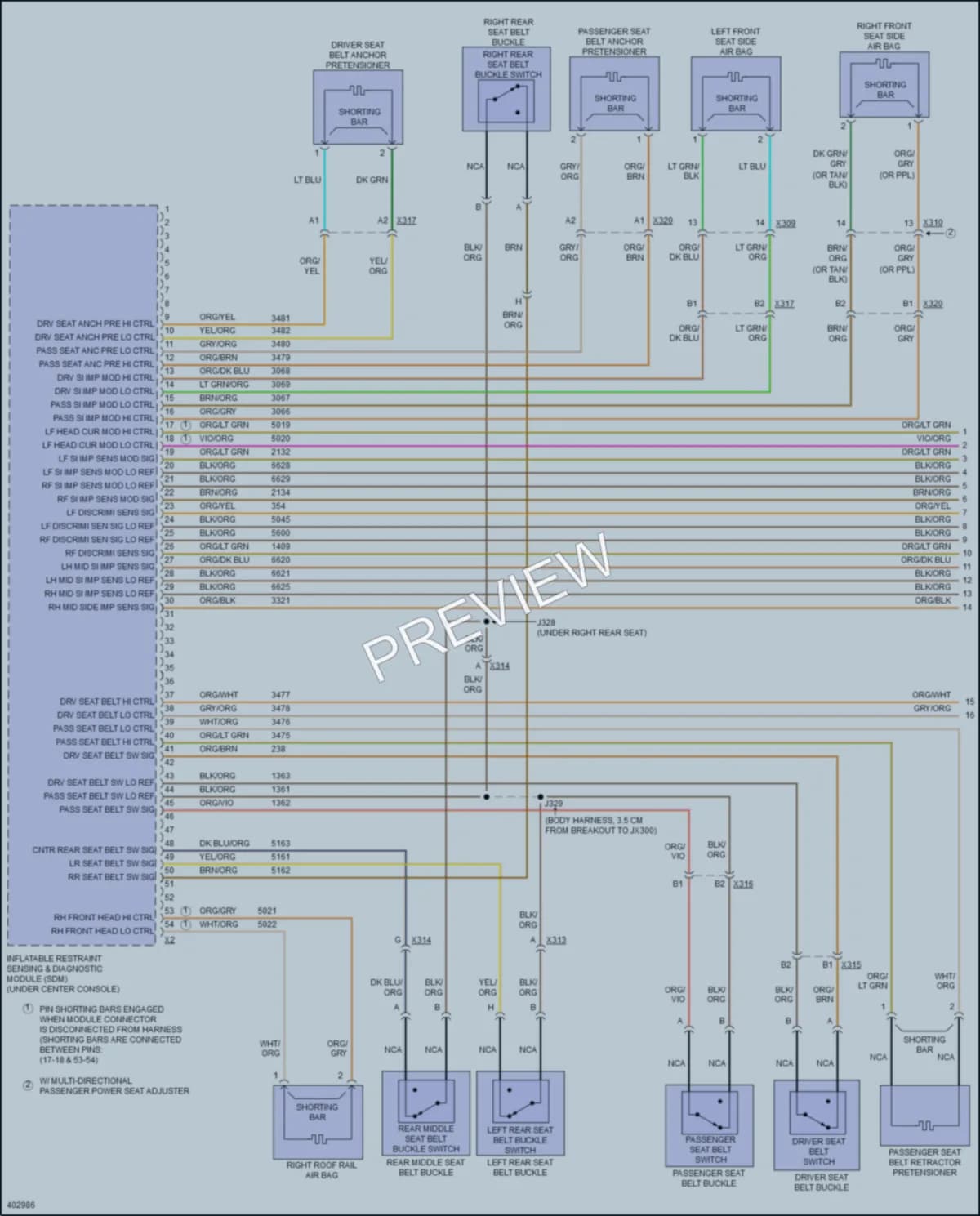 2013 Cadillac SRX Supplemental Restraints wiring diagram preview