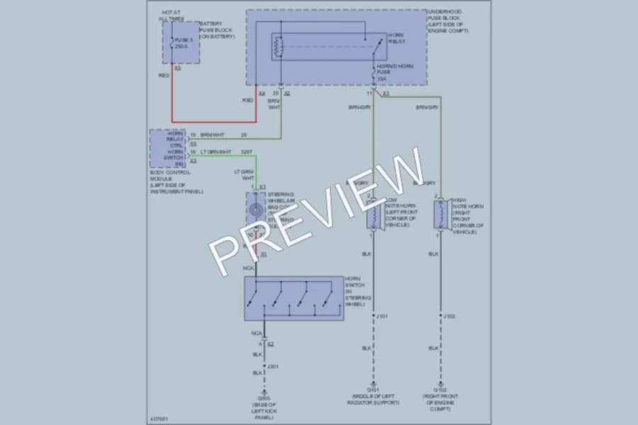 2013 Cadillac XTS Horn wiring diagram preview