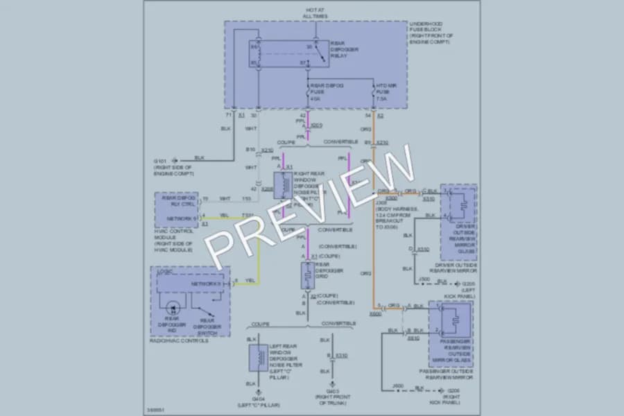 2013 Chevrolet Camaro Defoggers wiring diagram preview