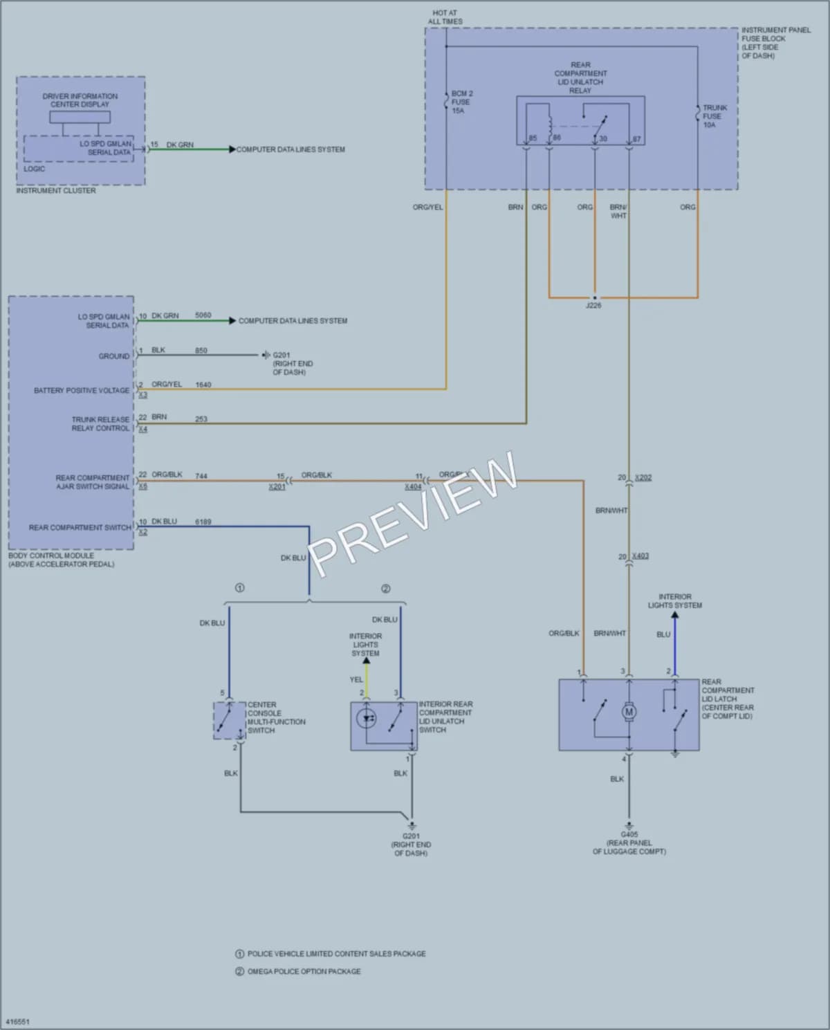2013 Chevrolet Caprice Trunk Tailgate Fuel Door wiring diagram preview