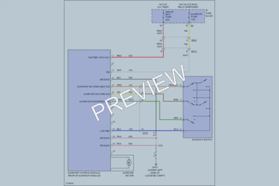 2013 Chevrolet CaptivaSport Power Top Sunroof wiring diagram preview