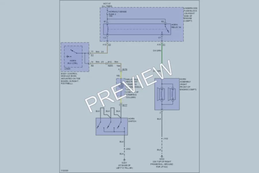 2013 Chevrolet Corvette Horn wiring diagram preview