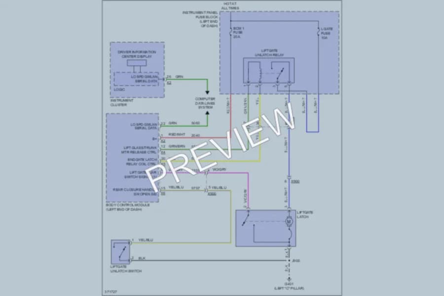 2013 Chevrolet Sonic Trunk Tailgate Fuel Door wiring diagram preview