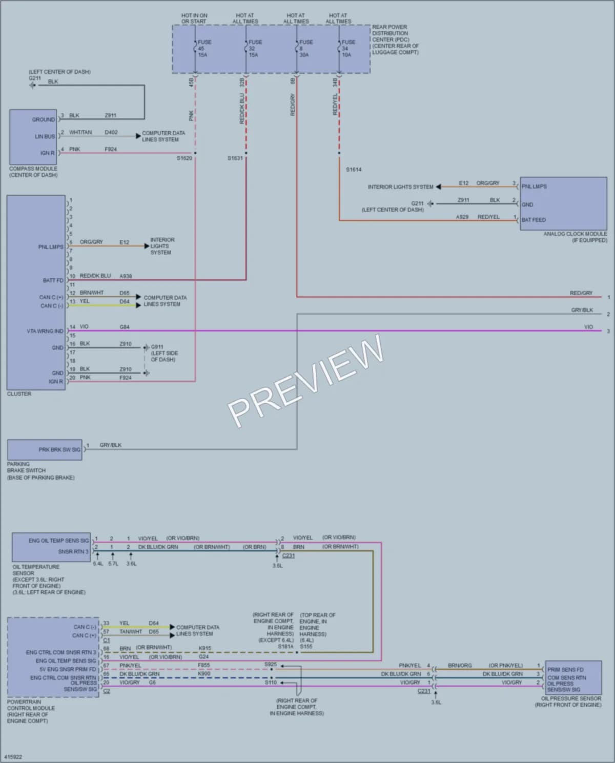 2013 Chrysler 300 Instrument Cluster wiring diagram preview