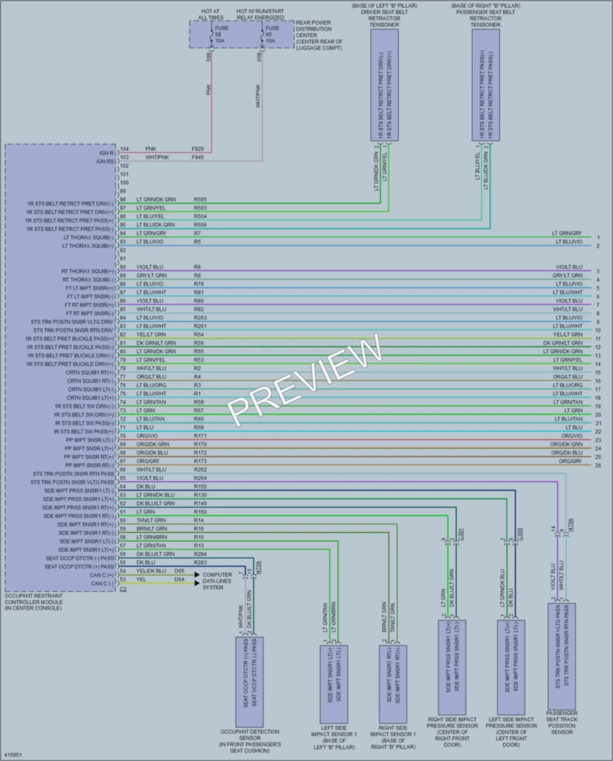 2013 Chrysler 300 Supplemental Restraints wiring diagram preview
