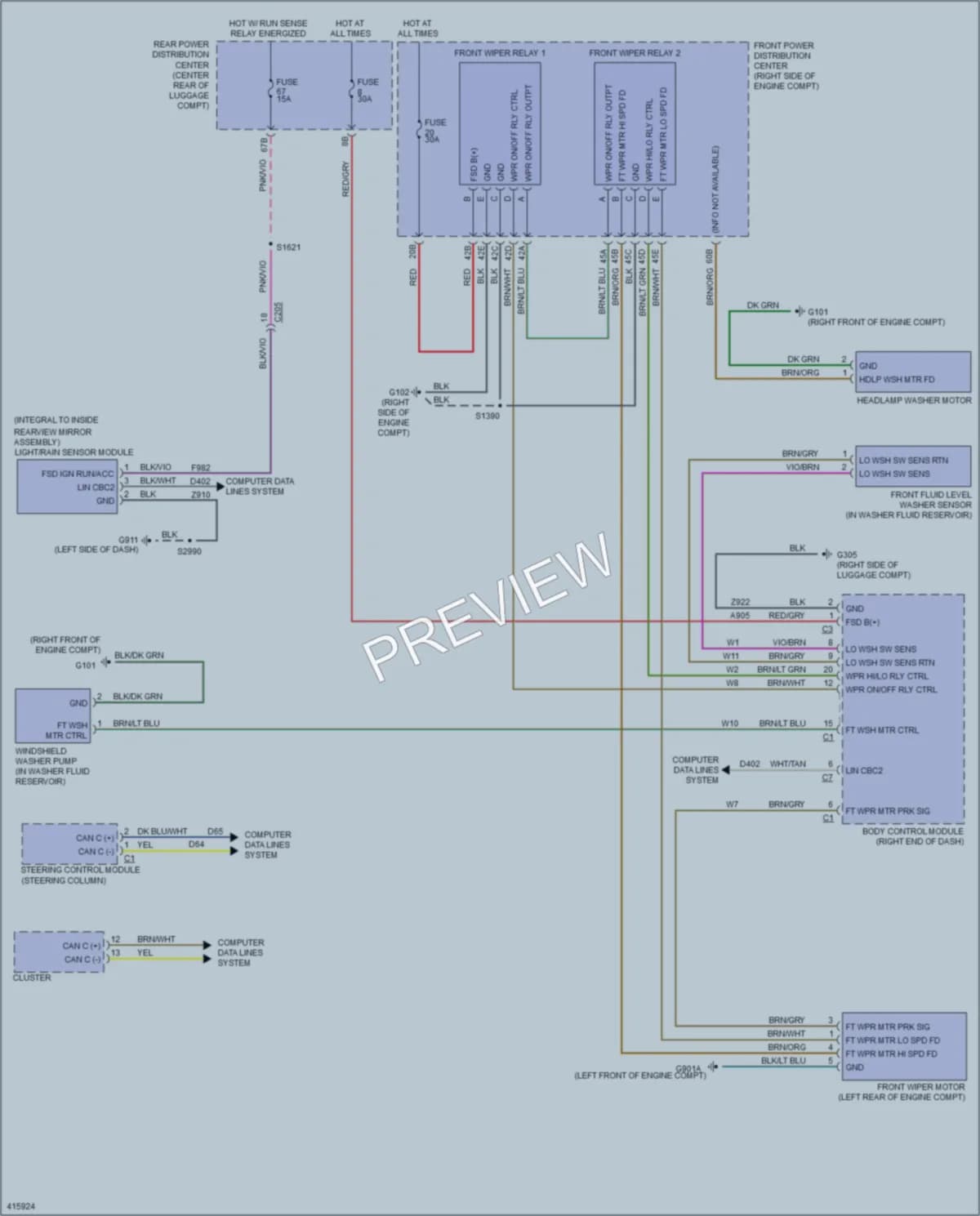 2013 Chrysler 300 Wiper Washer wiring diagram preview