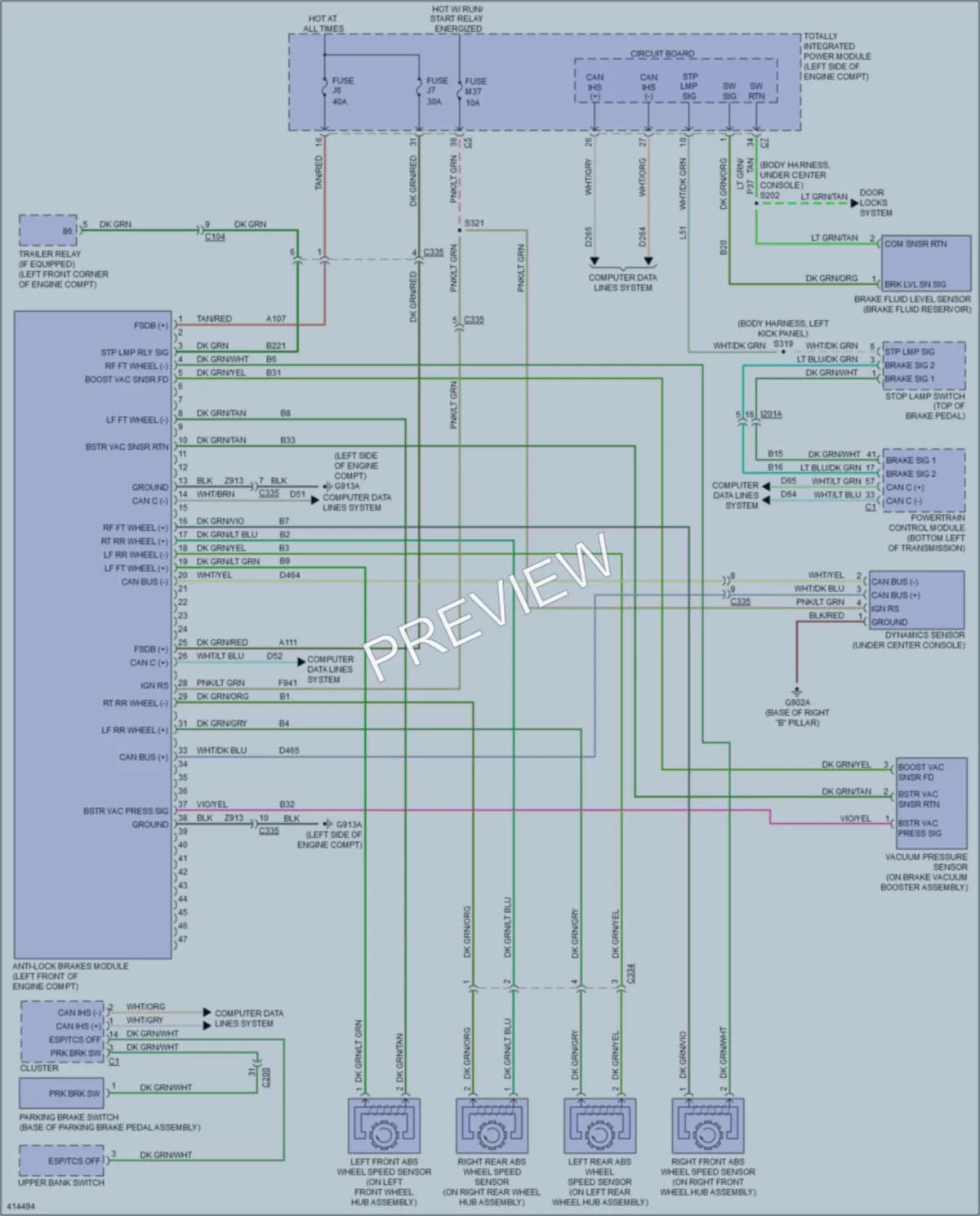 2013 Chrysler TownCountry Anti Lock Brakes wiring diagram preview