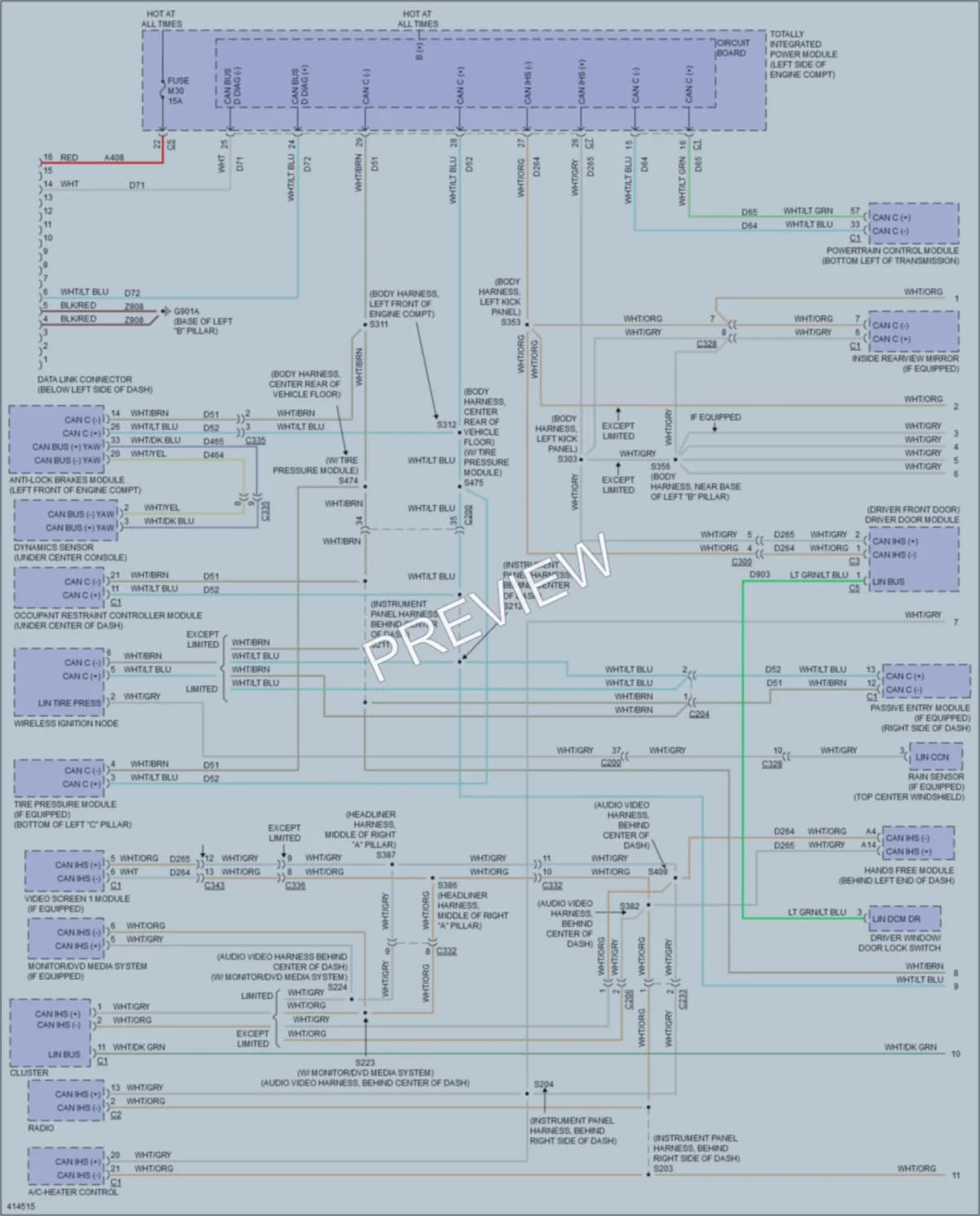 2013 Chrysler TownCountry Computer Data Lines wiring diagram preview
