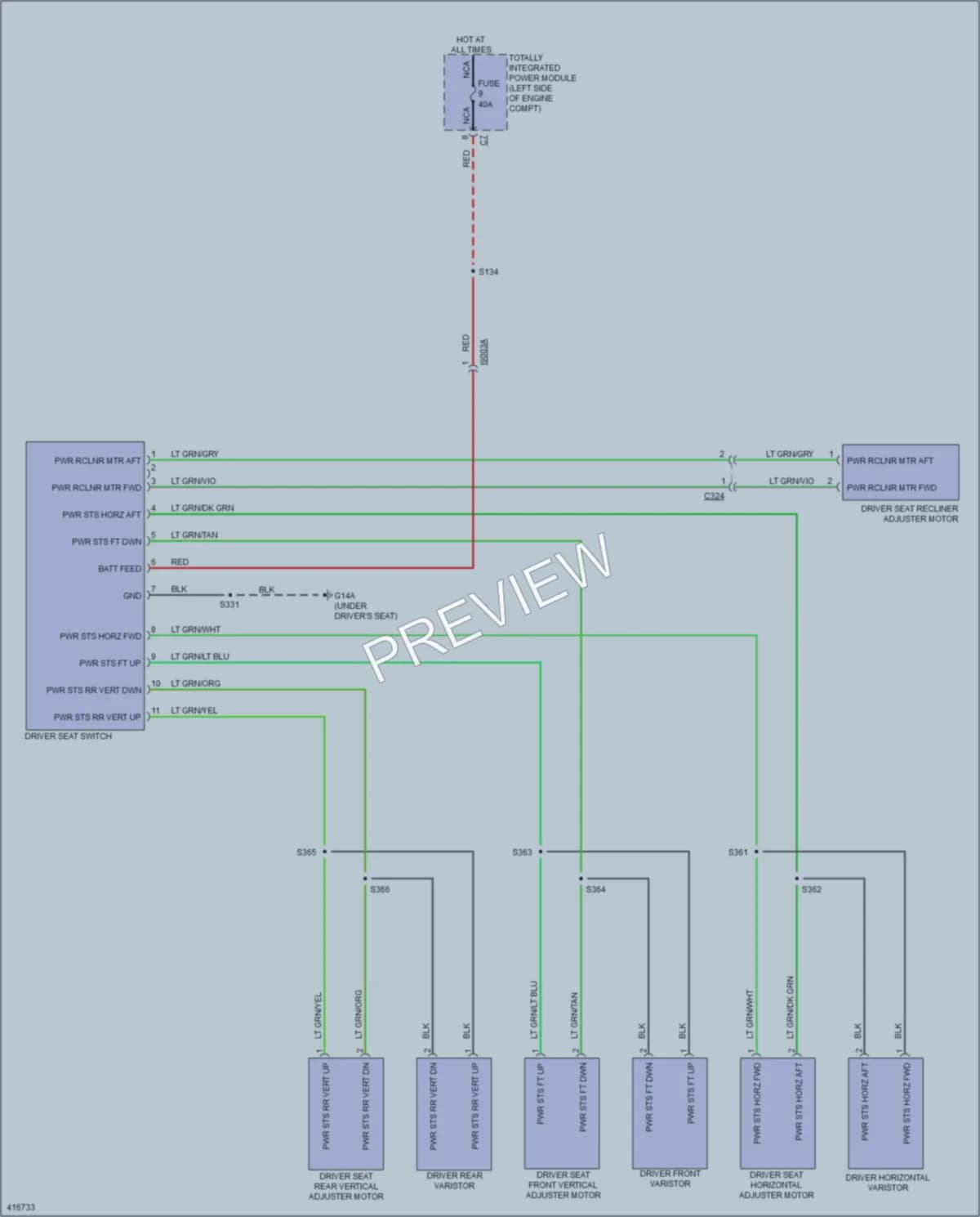 2013 Dodge Avenger Power Seats wiring diagram preview
