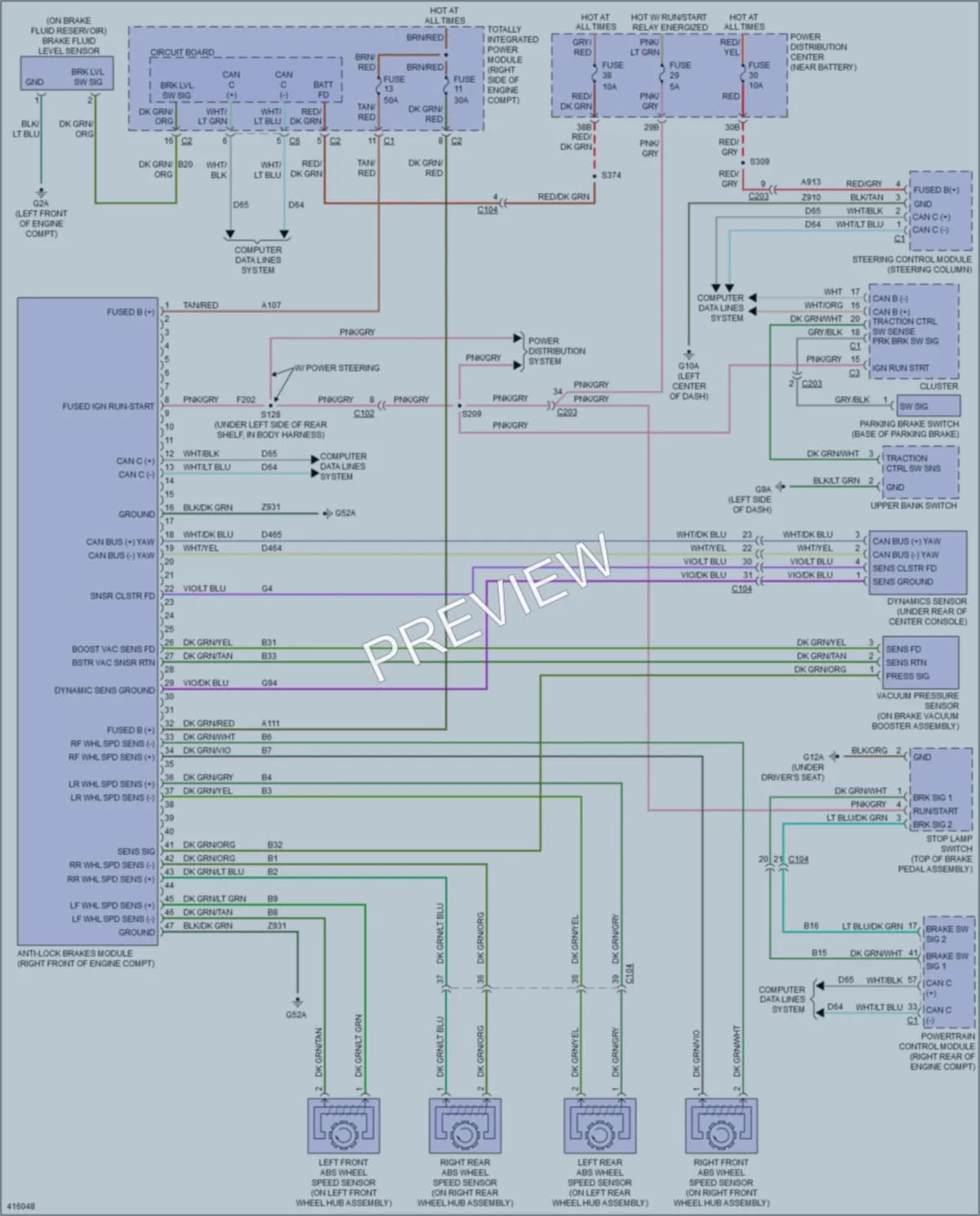 2013 Dodge Challenger Anti Lock Brakes wiring diagram preview