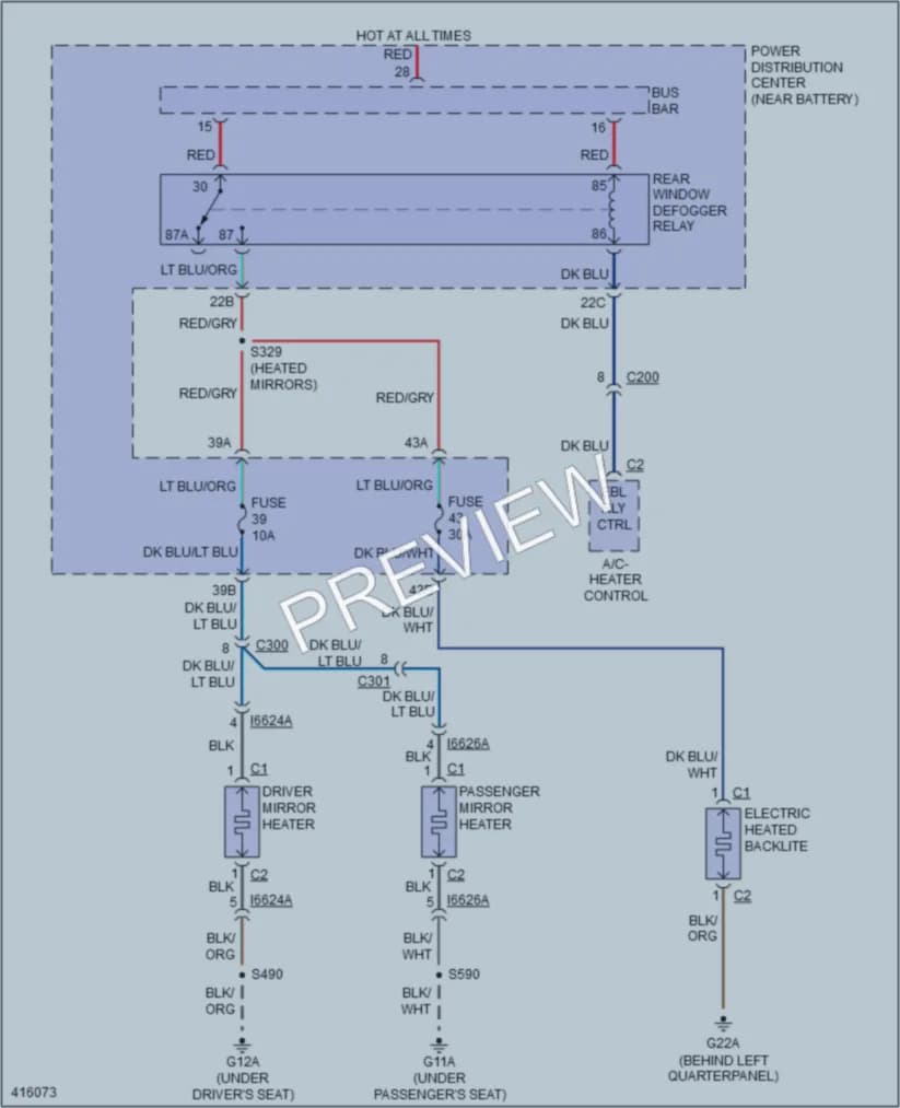 2013 Dodge Challenger Defoggers wiring diagram preview