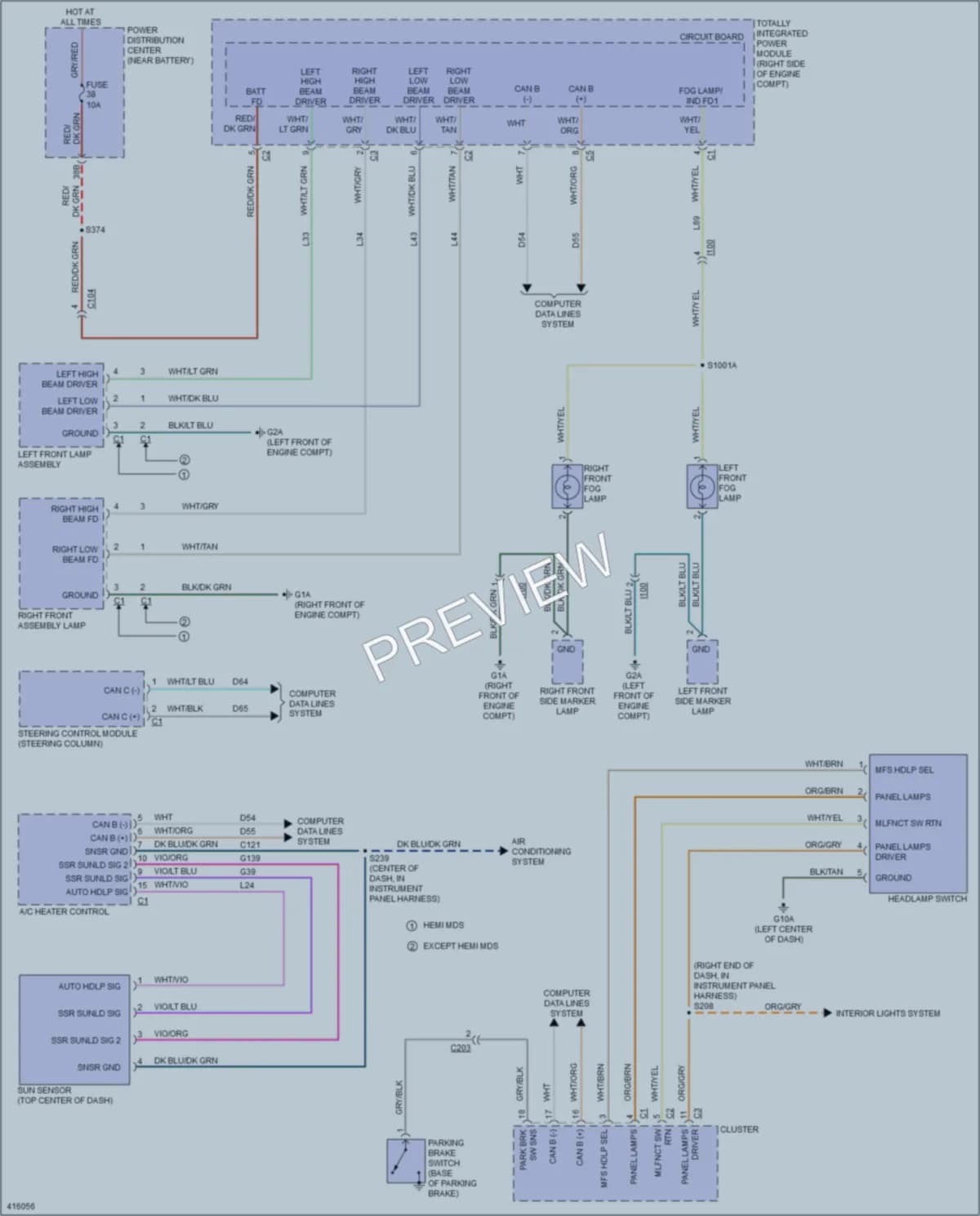2013 Dodge Challenger Headlights wiring diagram preview