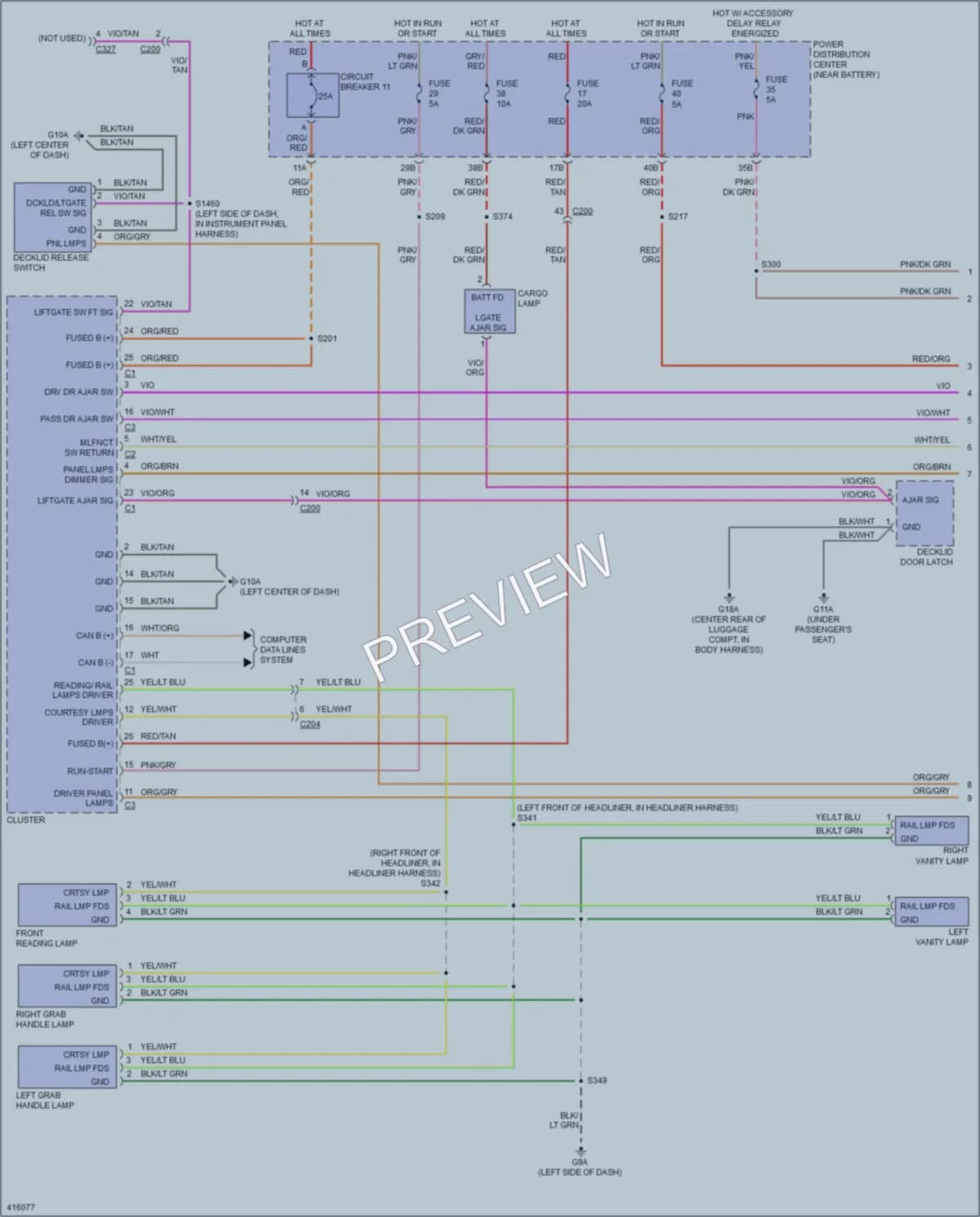 2013 Dodge Challenger Interior Lights wiring diagram preview