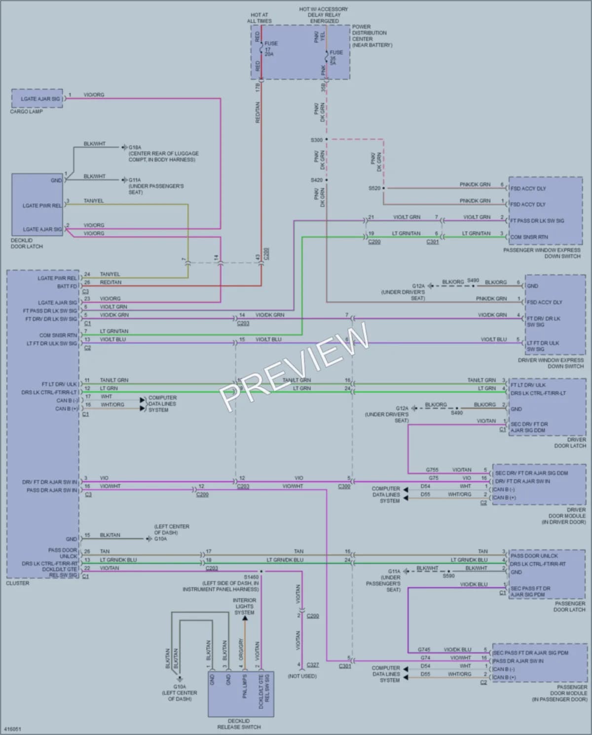 2013 Dodge Challenger Power Door Locks wiring diagram preview