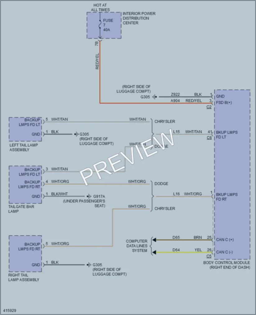 2013 Dodge Charger Exterior Lights wiring diagram preview