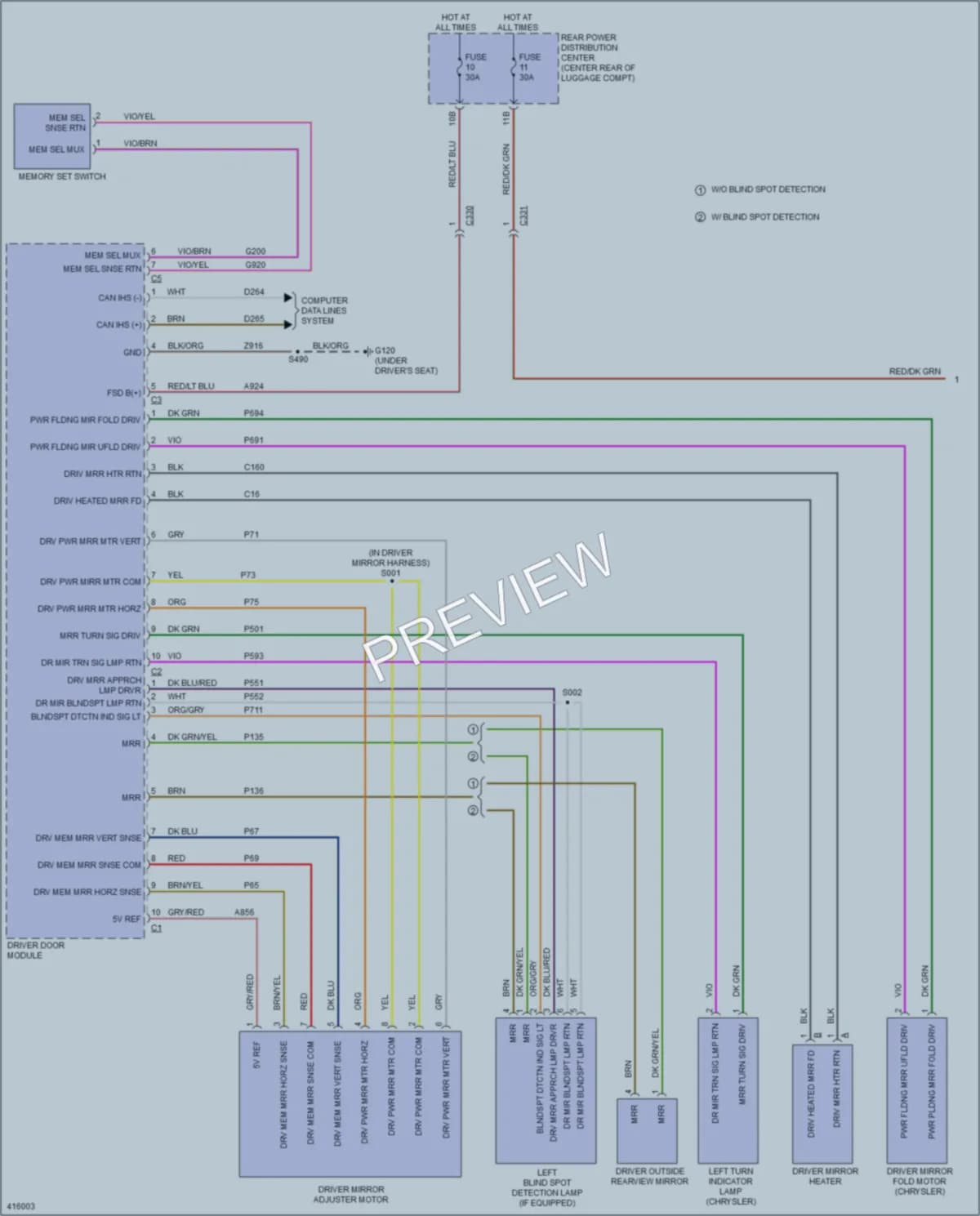 2013 Dodge Charger Memory Systems wiring diagram preview