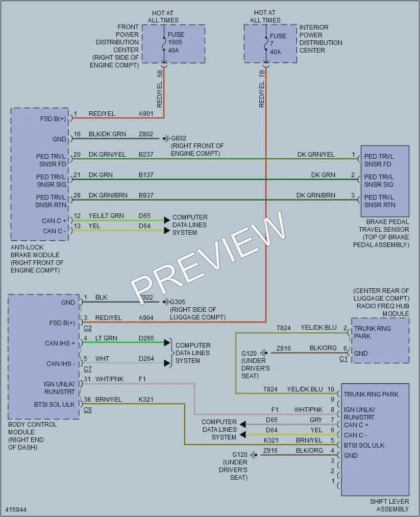 2013 Dodge Charger Shift Interlock wiring diagram preview