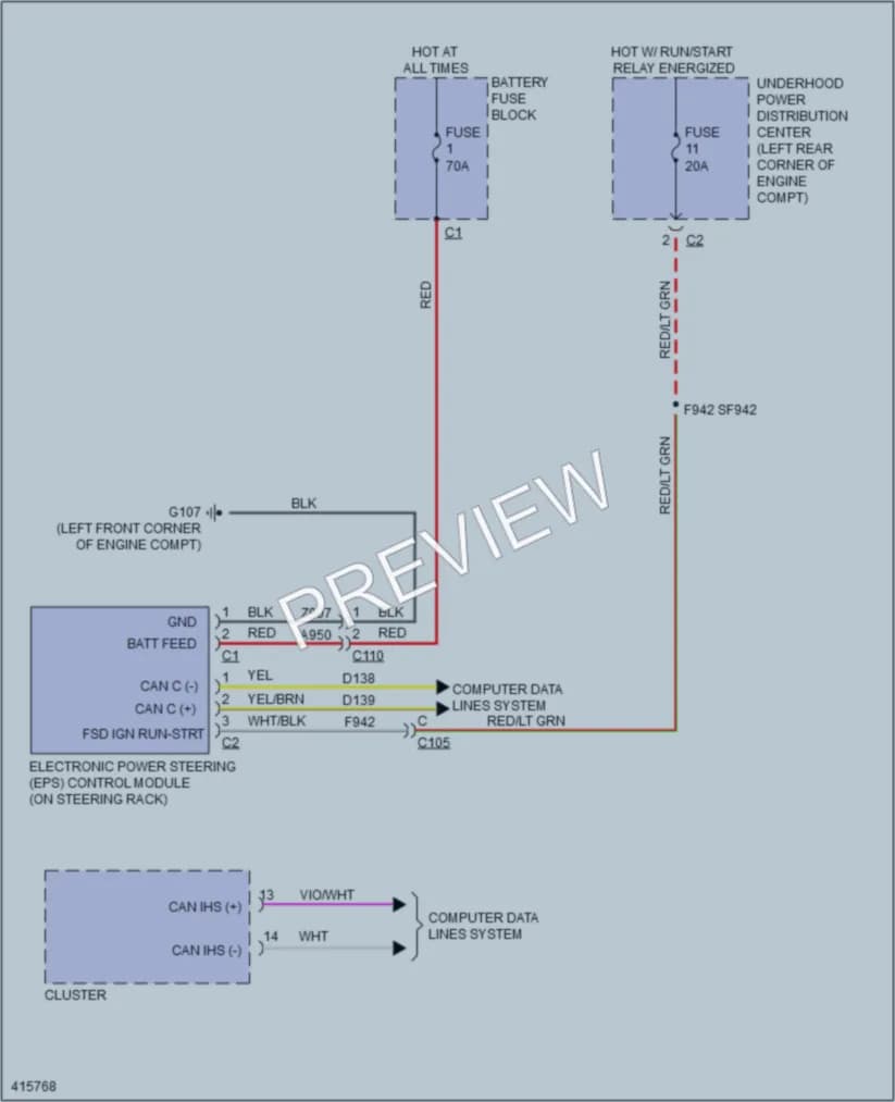 2013 Dodge Dart Electronic Power Steering wiring diagram preview
