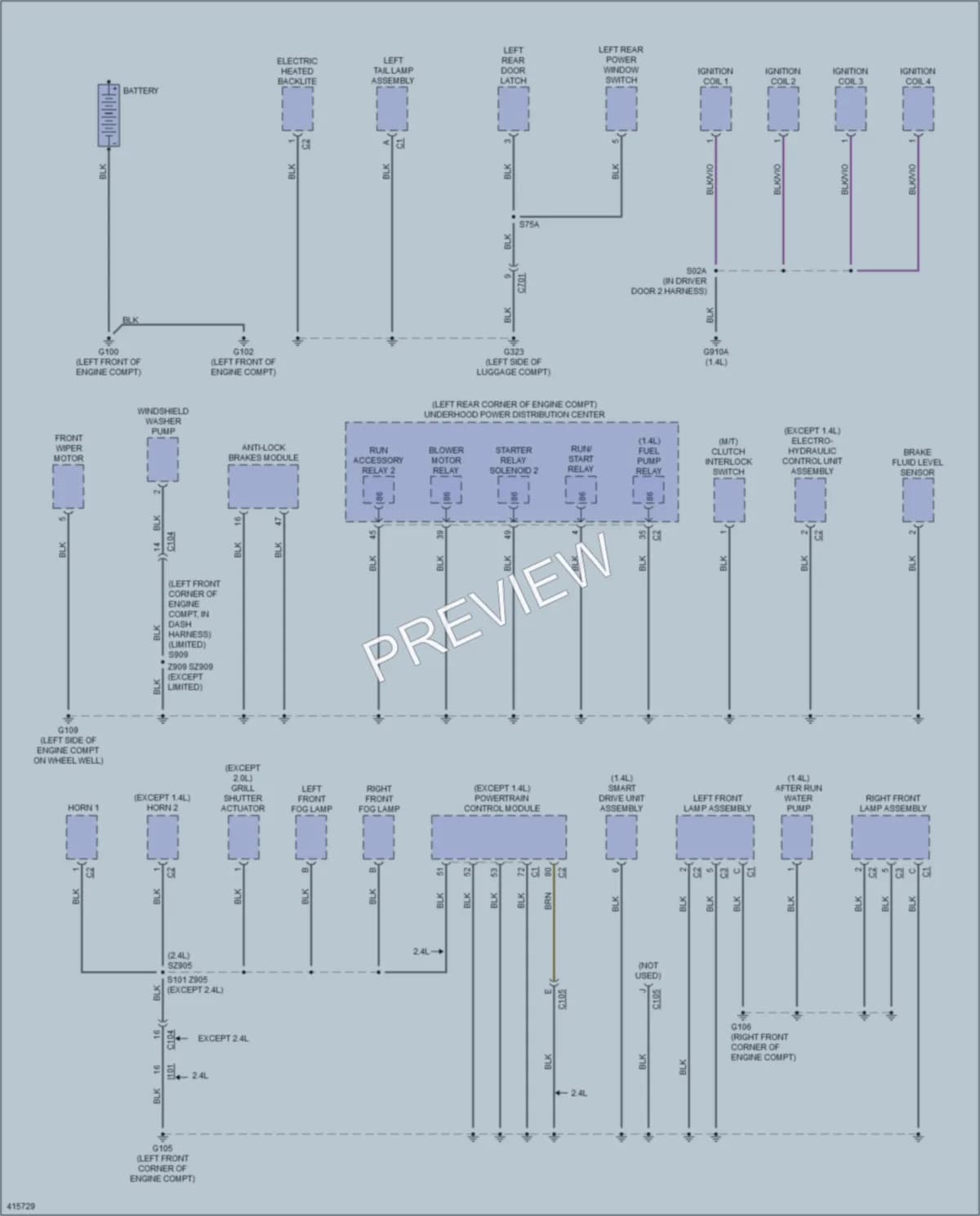 2013 Dodge Dart Ground Distribution wiring diagram preview