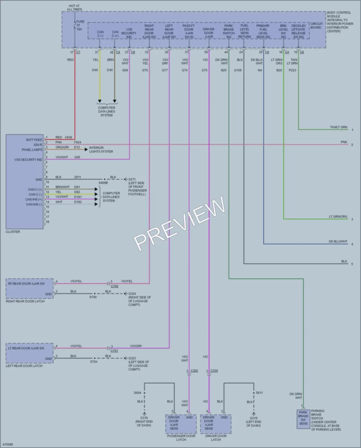 2013 Dodge Dart Instrument Cluster wiring diagram preview