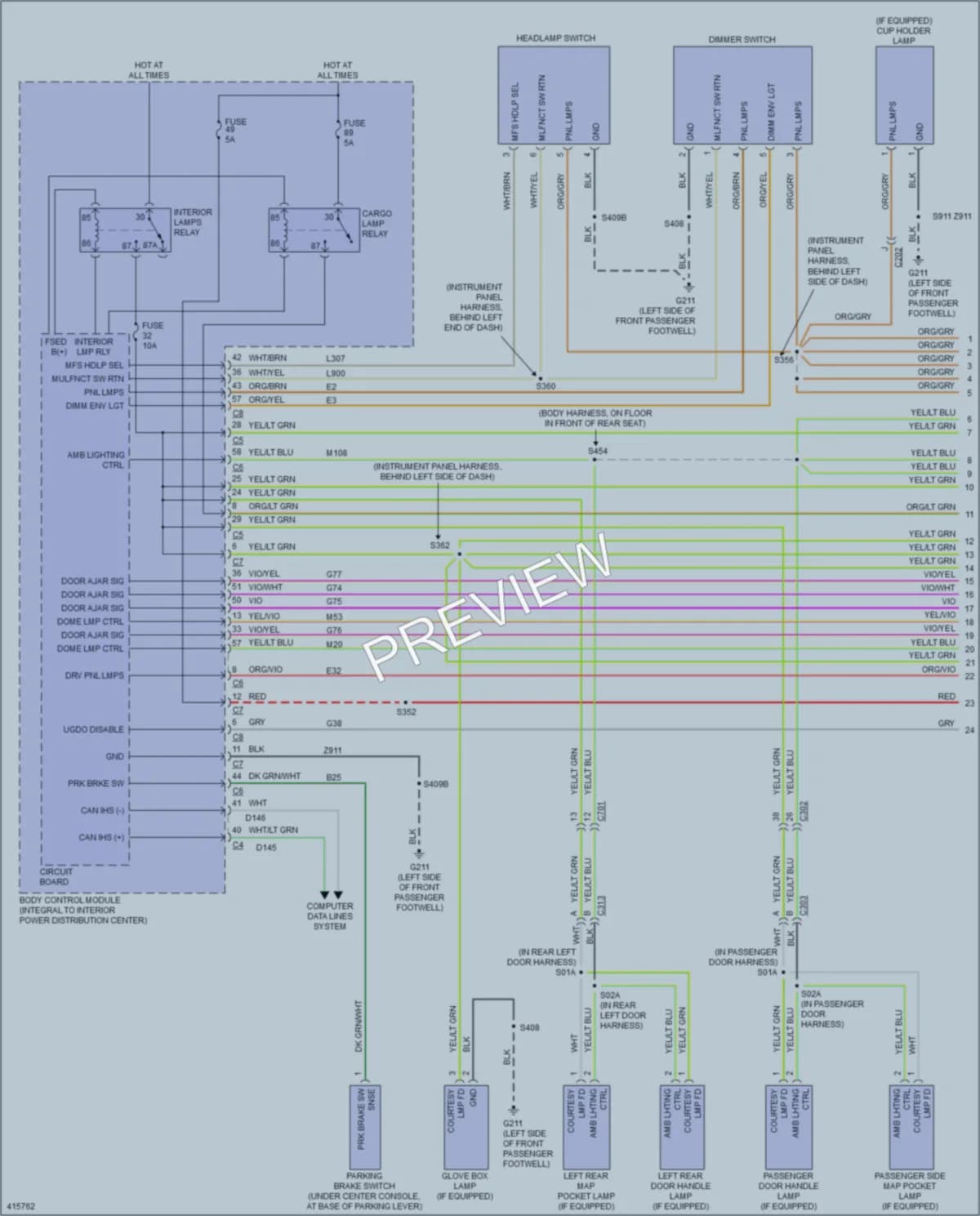 2013 Dodge Dart Interior Lights wiring diagram preview