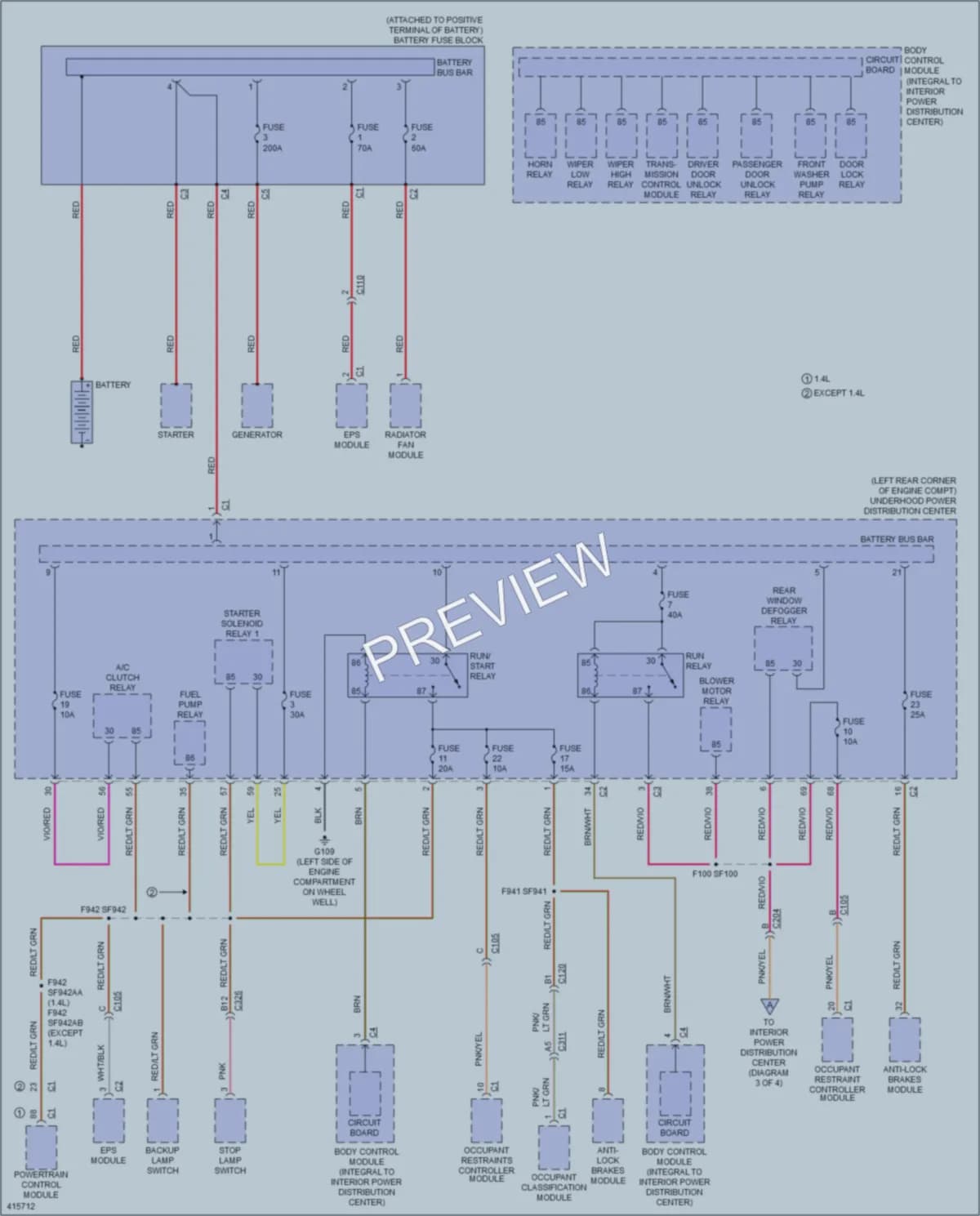 2013 Dodge Dart Power Distribution wiring diagram preview