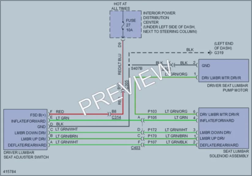 2013 Dodge Dart Power Seats wiring diagram preview