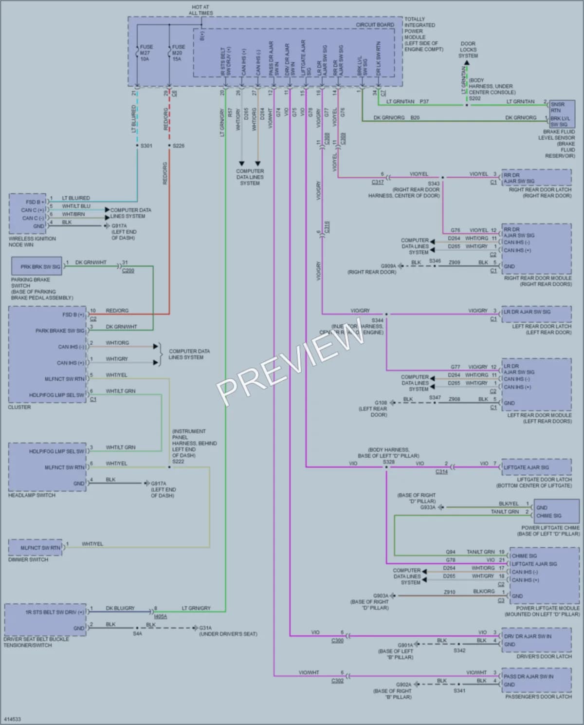 2013 Dodge GrandCaravan Warning Systems wiring diagram preview
