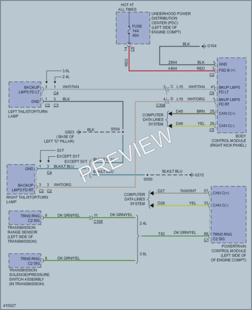 2013 Dodge Journey Exterior Lights wiring diagram preview