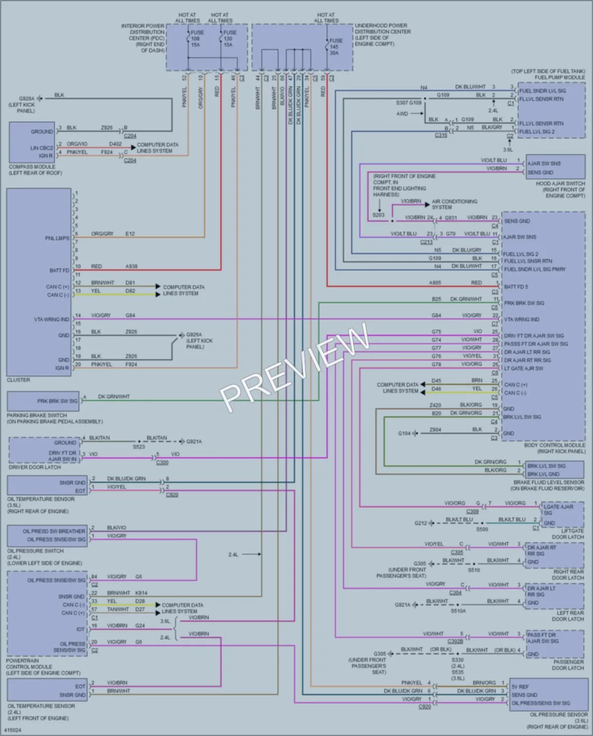 2013 Dodge Journey Instrument Cluster wiring diagram preview