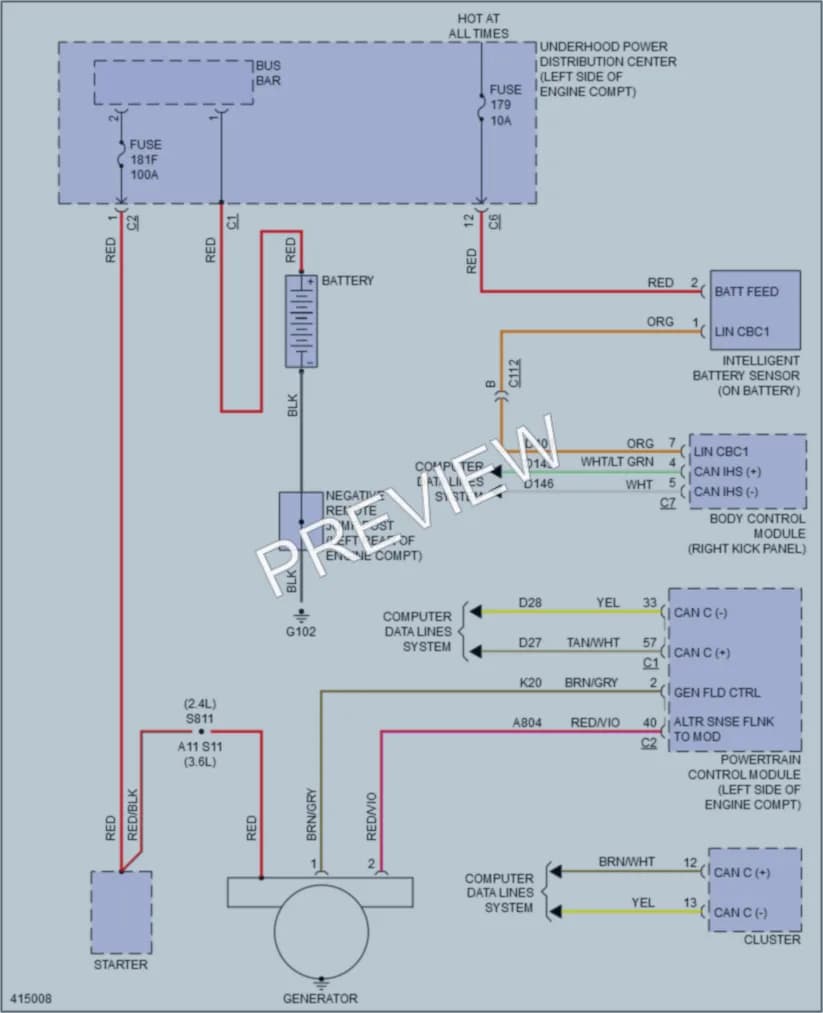 2013 Dodge Journey Starting Charging wiring diagram preview