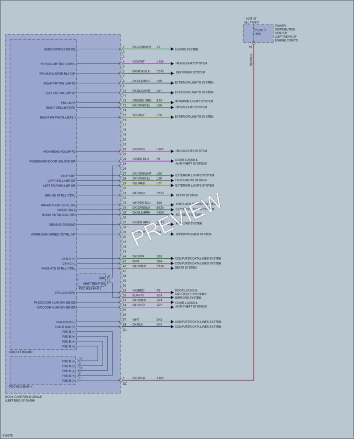 2013 Fiat 500 Body Control Modules wiring diagram preview