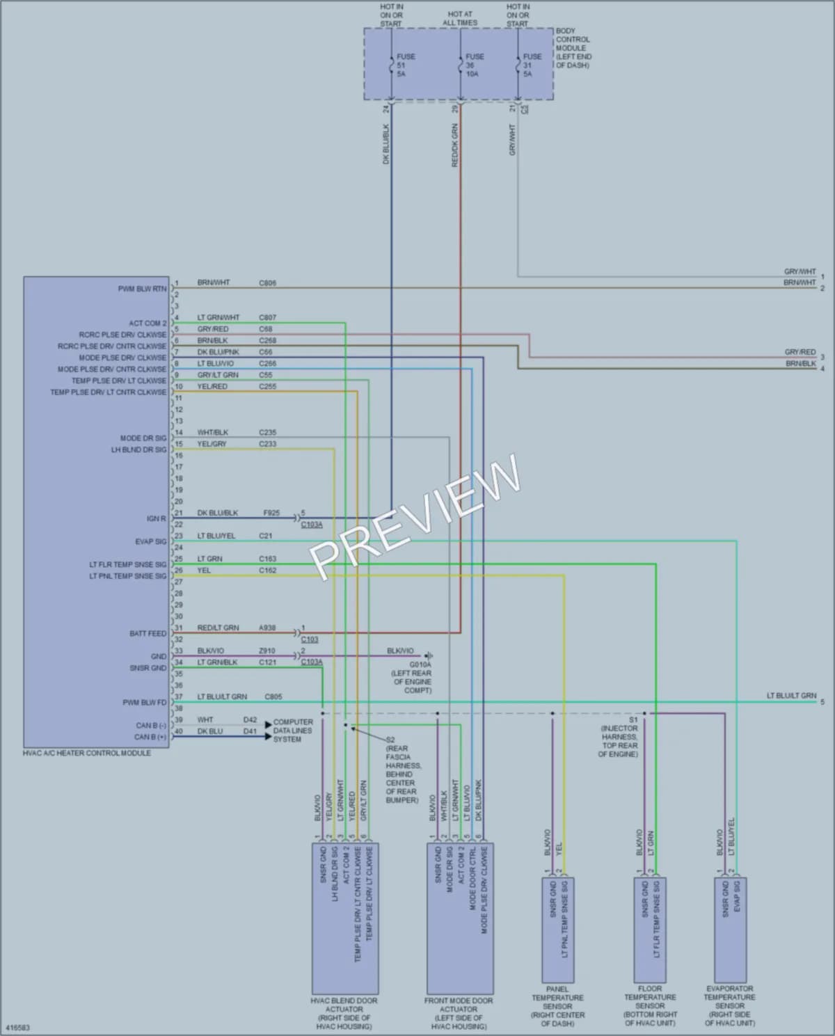 2013 Fiat 500C Air Conditioning wiring diagram preview