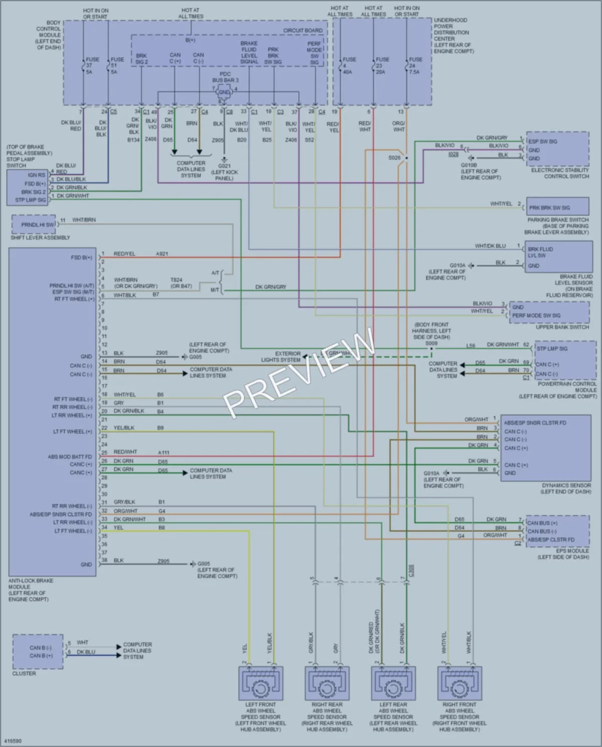 2013 Fiat 500C Anti Lock Brakes wiring diagram preview