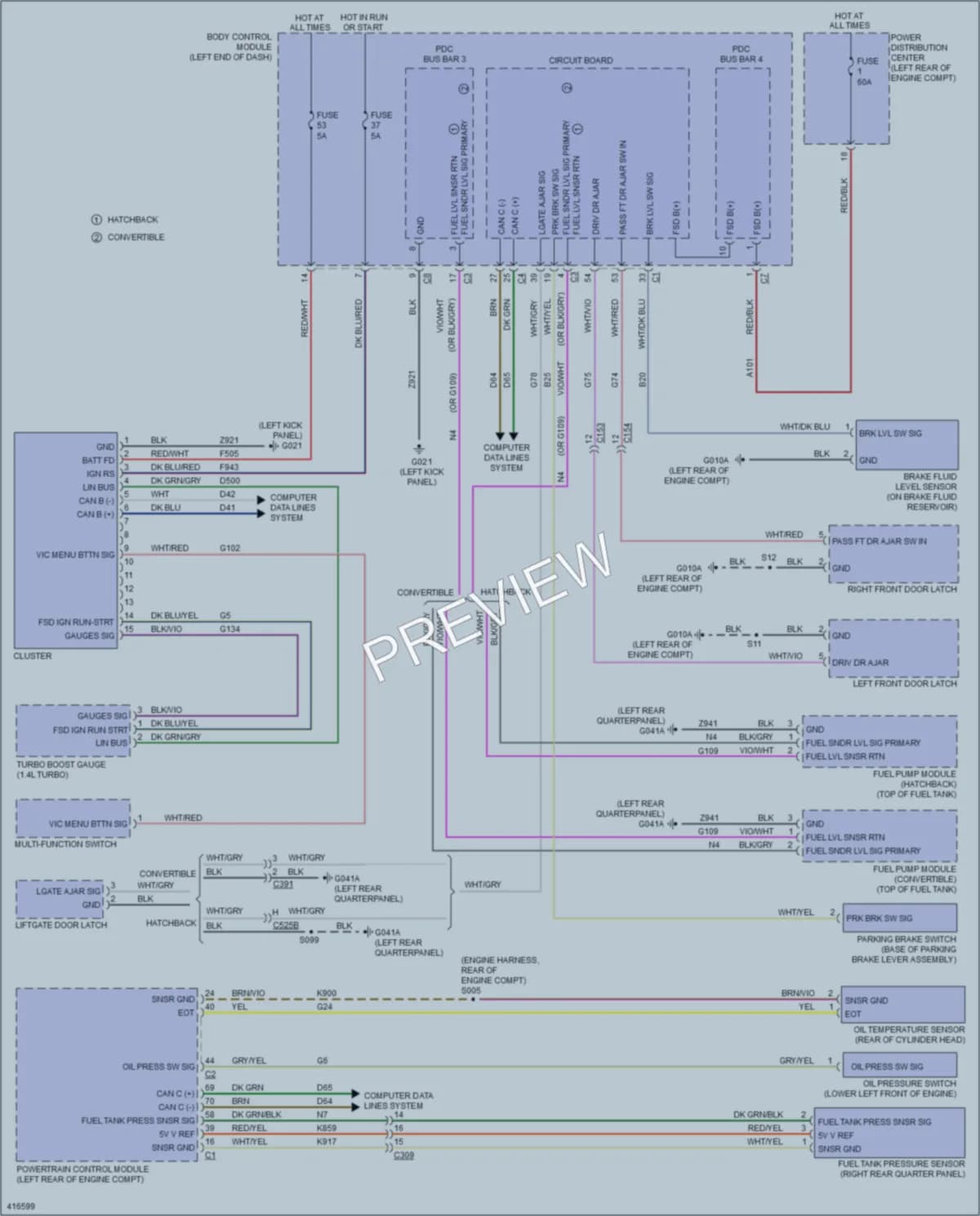 2013 Fiat 500C Instrument Cluster wiring diagram preview