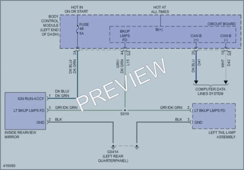 2013 Fiat 500C Power Mirrors wiring diagram preview
