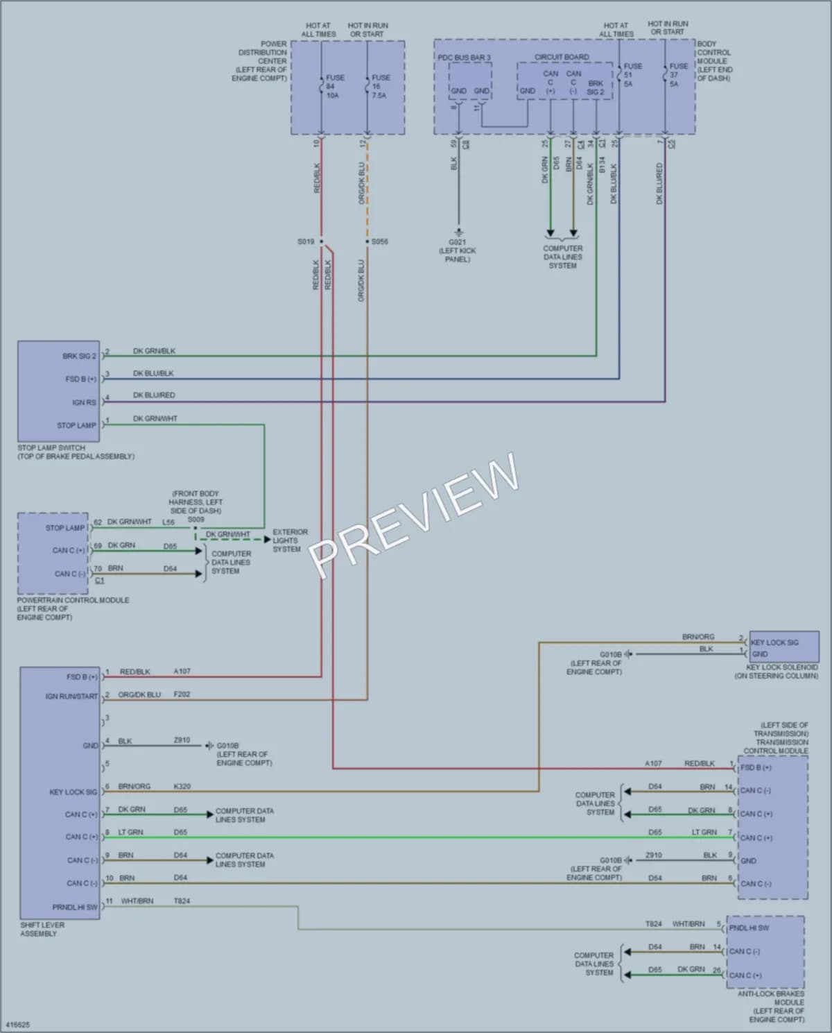 2013 Fiat 500C Shift Interlock wiring diagram preview
