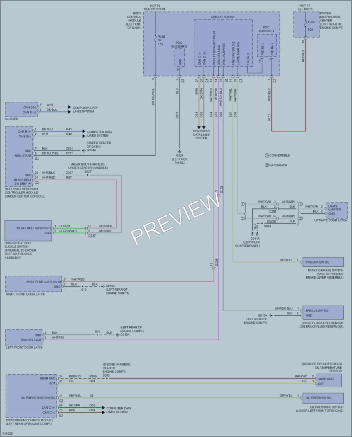 2013 Fiat 500C Warning Systems wiring diagram preview