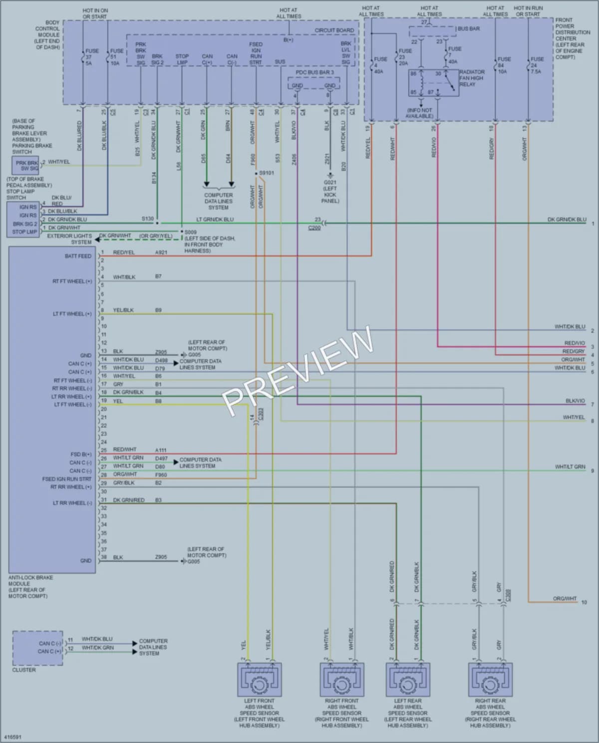 2013 Fiat 500e Anti Lock Brakes wiring diagram preview